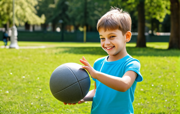 **

A happy child, fully clothed in athletic wear, playing with a ball in a sunny park. Family-friendly, safe for work, appropriate content, perfect anatomy, natural pose, well-formed hands, proper finger count, high quality, professional photography.

**