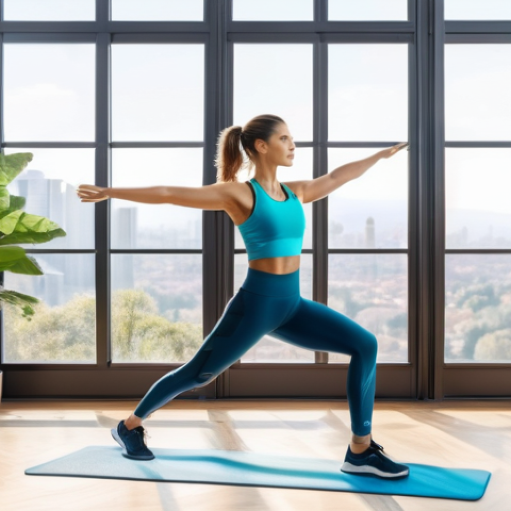 운동 처방 - **A Personalized AI Workout Session:** A fit young adult, male or female, is performing dynamic stre...