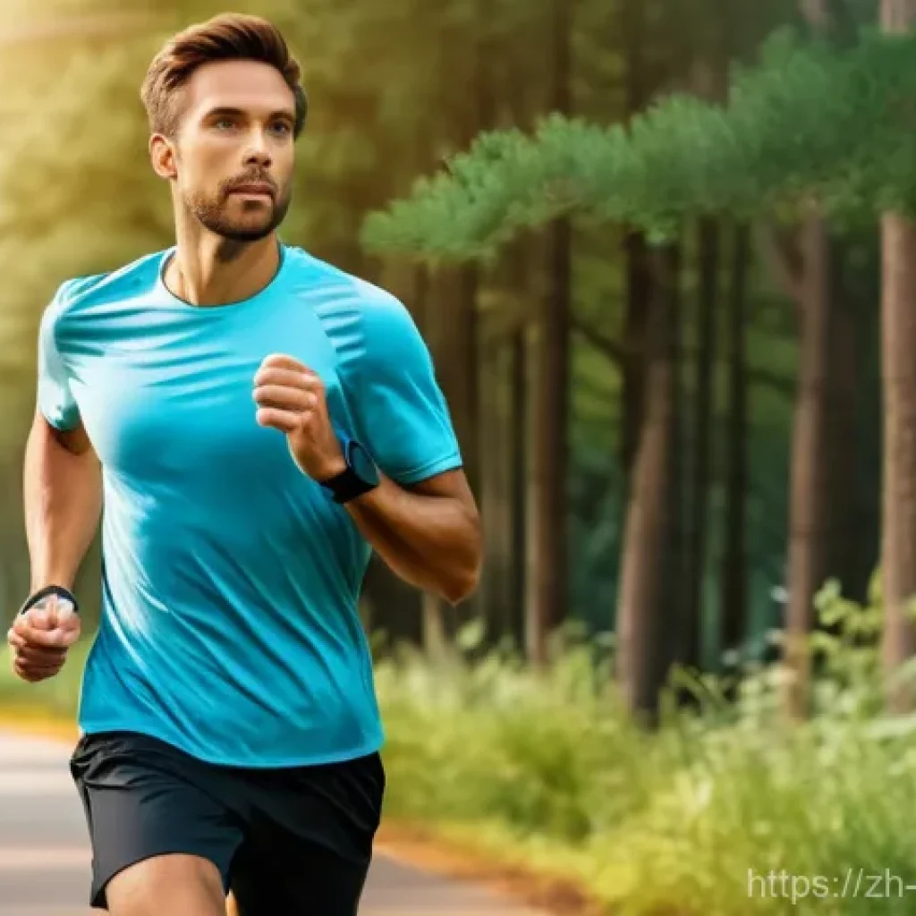 스포츠 과학 교육 - **Prompt: Smart Wearable Outdoor Running Experience**
    A young adult, fit and energetic, wearing ...