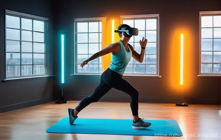 스포츠 과학 교육 - **Prompt: AI Coach Home Workout Session**
    A person in their late teens or early twenties, dresse...