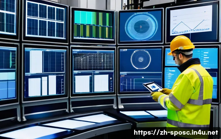 기계적 분석 - A high-tech industrial factory setting showcasing a wireless sensor network deployed on complex mech...