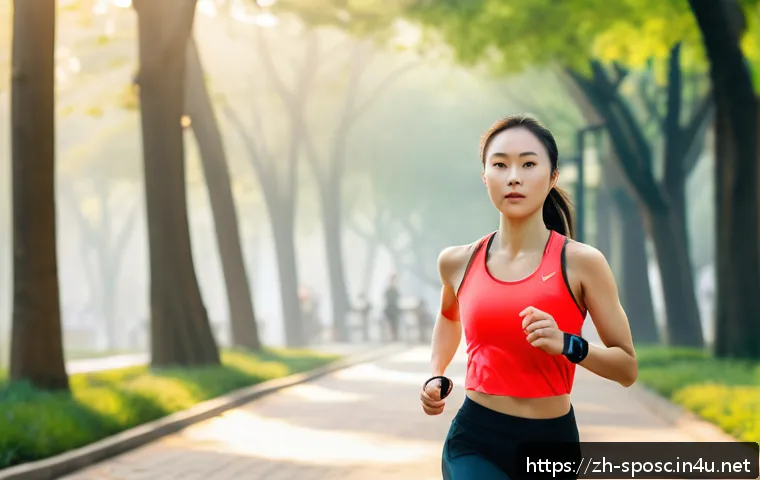 운동 적정 강도 - A modern fitness scene showing a young Chinese woman wearing breathable athletic wear and smart spor...