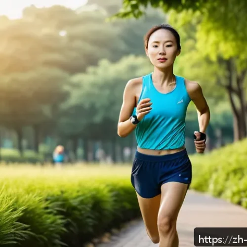 지구력 훈련 - A modern Chinese runner in a light athletic outfit with visible sports underwear, jogging on a city ...