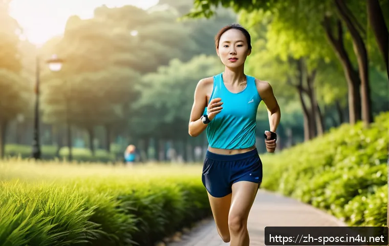 지구력 훈련 - A modern Chinese runner in a light athletic outfit with visible sports underwear, jogging on a city ...
