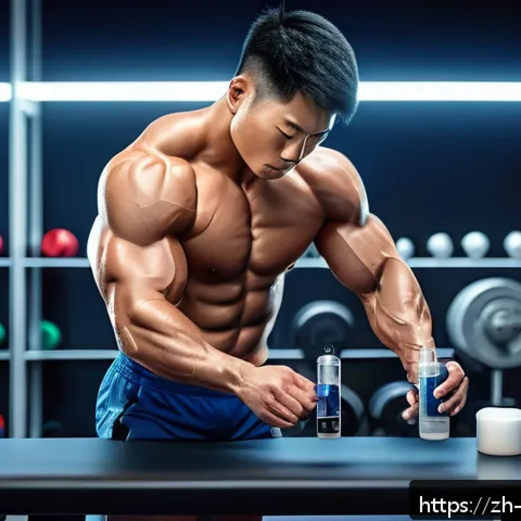 스포츠 약물과 도핑 - A highly detailed and realistic scene of a professional athlete in a modern gym environment, wearing...